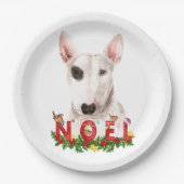 Waterverf Bull Terrier Noel Kerstmis Papieren Bordje (Voorkant)