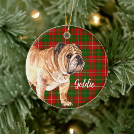 Waterverf Bulldog Aangepast Keramisch Ornament