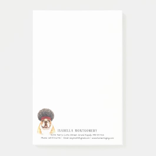 Waterverf Bulldog Aangepaste notities Post-it® Notes (Voorkant)