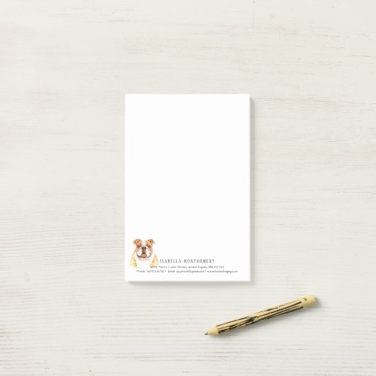 Waterverf Bulldog Aangepaste Post-it notities Post-it® Notes (Op bureau)
