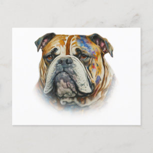Waterverf Bulldog Briefkaart