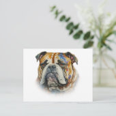Waterverf Bulldog Briefkaart (Staand voorkant)