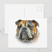 Waterverf Bulldog Briefkaart (Voorkant / Achterkant)