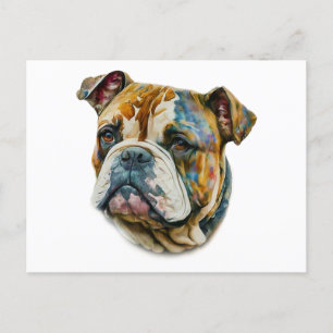 Waterverf Bulldog Briefkaart