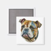 Waterverf Bulldog Magneet (Voorkant / Achterkant)