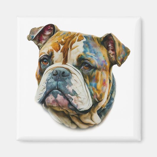 Waterverf Bulldog Magneet (Voorkant)