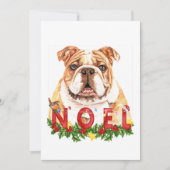Waterverf Bulldog Noel kerstKaart (Voorkant)