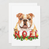 Waterverf Bulldog Noel kerstKaart (Voorkant / Achterkant)