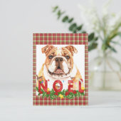 Waterverf Bulldog Noel Kerstmis Briefkaart (Staand voorkant)