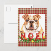 Waterverf Bulldog Noel Kerstmis Briefkaart (Voorkant / Achterkant)