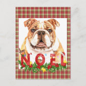 Waterverf Bulldog Noel Kerstmis Briefkaart (Voorkant)