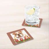 Waterverf Bulldog Noel Kerstmis Kartonnen Onderzetters (Insitu)