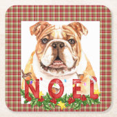 Waterverf Bulldog Noel Kerstmis Kartonnen Onderzetters (Voorkant)