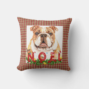 Waterverf Bulldog Noel Kerstmis Kussen