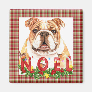 Waterverf Bulldog Noel Kerstmis Magneet