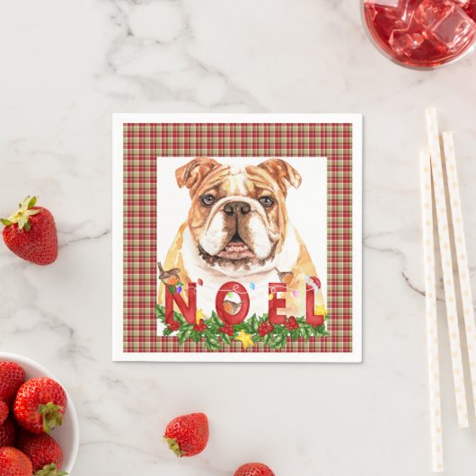 Waterverf Bulldog Noel Kerstmis Servet (Insitu)