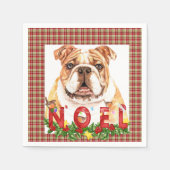 Waterverf Bulldog Noel Kerstmis Servet (Voorkant)