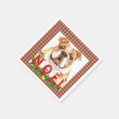 Waterverf Bulldog Noel Kerstmis Servet (Hoek)