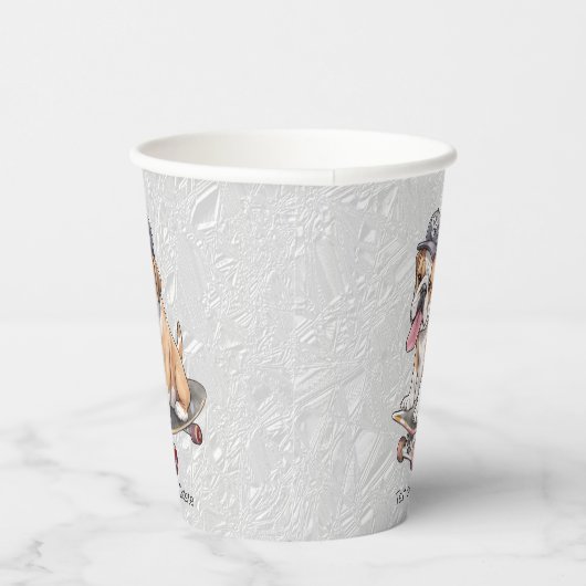 Waterverf Bulldog papieren bekers (Rechts)