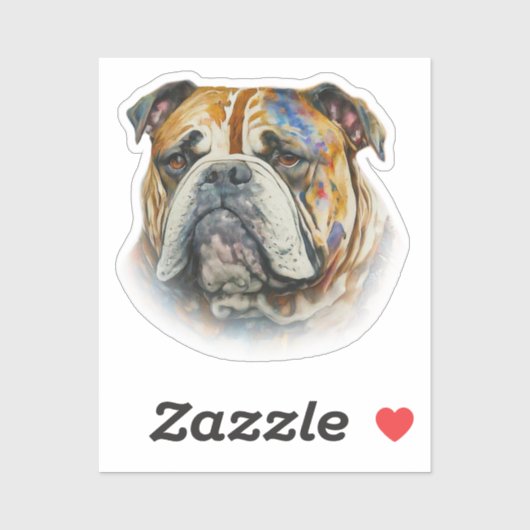 Waterverf Bulldog Sticker (Vel)