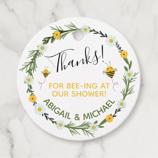 Waterverf Bumble Bee "Bedankt voor Bee-ing Here" � Bedankjes Labels (Voorkant)