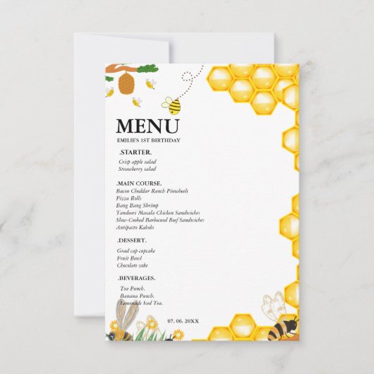 Waterverf Bumble Bee bloemenfeest Verjaardagsfeest Kaart (Voorkant)