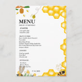 Waterverf Bumble Bee bloemenfeest Verjaardagsfeest Menu (Voorkant)