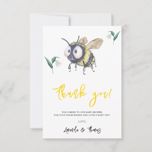 Waterverf Bumble Bee - Dank u Bedankkaart (Voorkant)
