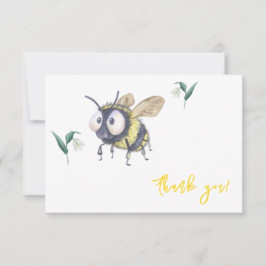 Waterverf Bumble Bee - Dank u Bedankkaart (Voorkant)