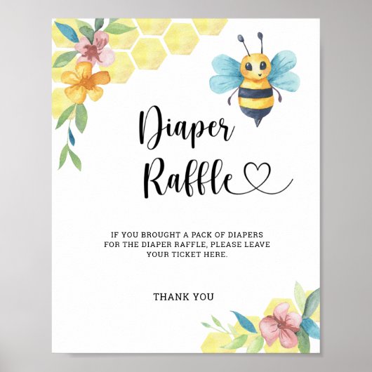 Waterverf Bumble Bee diaper raffinage Poster (Voorkant)