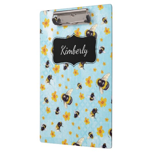 Waterverf Bumble Bee Personalized Pocket Folder Klembord (Links)
