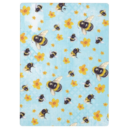 Waterverf Bumble Bee Personalized Pocket Folder Klembord (Achterkant)