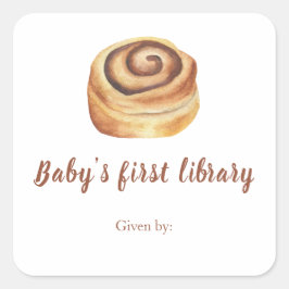 Waterverf Bun Baby shower - de eerste bibliotheek  Vierkante Sticker