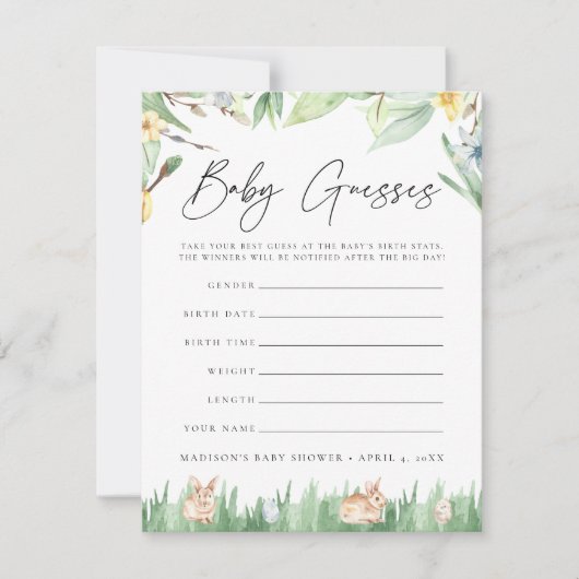 Waterverf Bunnies Baby shower gaming (Voorkant)