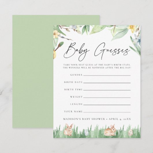 Waterverf Bunnies Baby shower gaming (Voorkant / Achterkant)