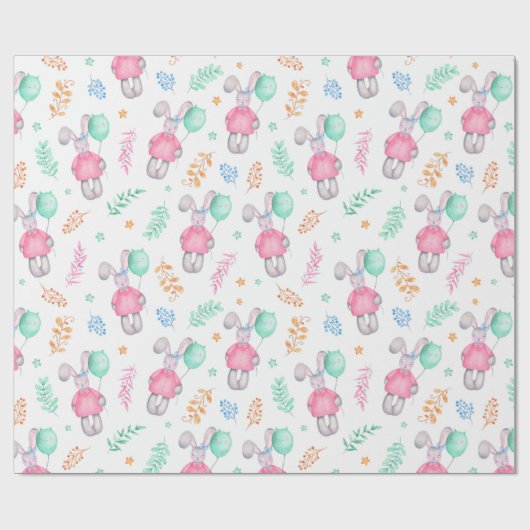 Waterverf Bunnies Cadeaupapier (Vlak)