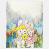 Waterverf Bunnies Fleece Deken (Voorkant)