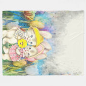 Waterverf Bunnies Fleece Deken (Voorkant (Horizontaal))