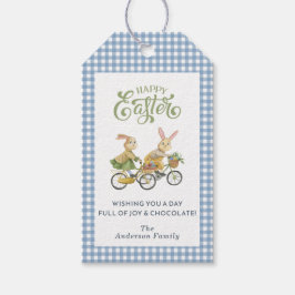 Waterverf Bunnies, Schattige Happy Easter Gingham Cadeaulabel