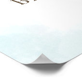 Waterverf Bunny Airplane Blue Baby shower Welkom Poster (Hoek)