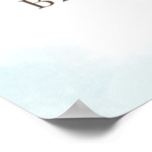 Waterverf Bunny Airplane Blue Baby shower Welkom Poster (Hoek)