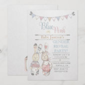 Waterverf Bunny Baby Gender Reveal Kaart (Voorkant / Achterkant)