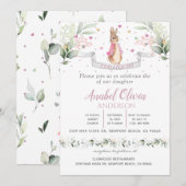 Waterverf Bunny Baby Girl Baptism Kaart (Voorkant / Achterkant)