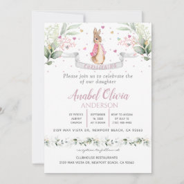 Waterverf Bunny Baby Girl Baptism Kaart