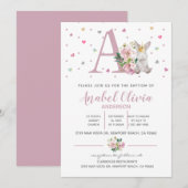 Waterverf Bunny Baby Girl Baptisme Kaart (Voorkant / Achterkant)