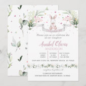 Waterverf Bunny Baby Girl Baptisme Kaart (Voorkant / Achterkant)