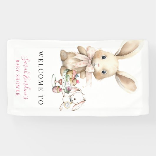 Waterverf Bunny Baby shower Banner (Horizontaal)