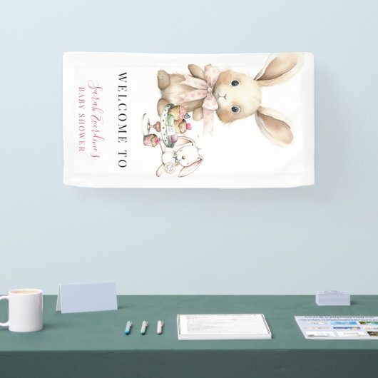 Waterverf Bunny Baby shower Banner (Beurs)