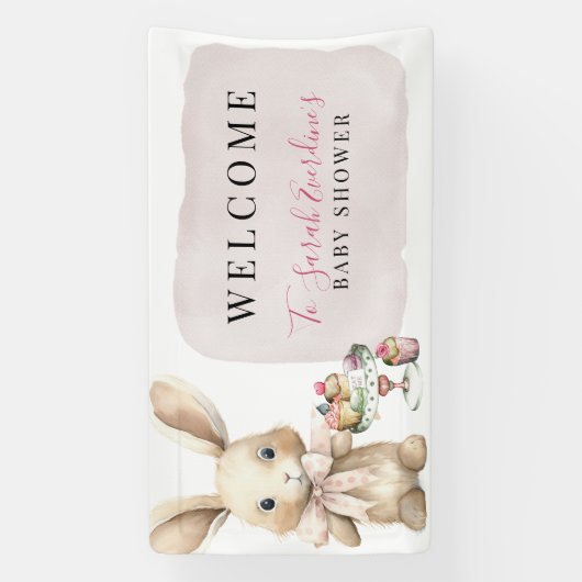 Waterverf Bunny Baby shower Banner (Verticaal)