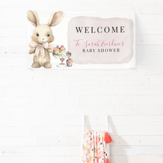 Waterverf Bunny Baby shower Banner (Insitu)